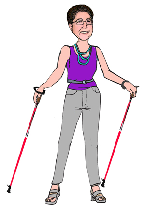 Sheryl with Nordic walking poles